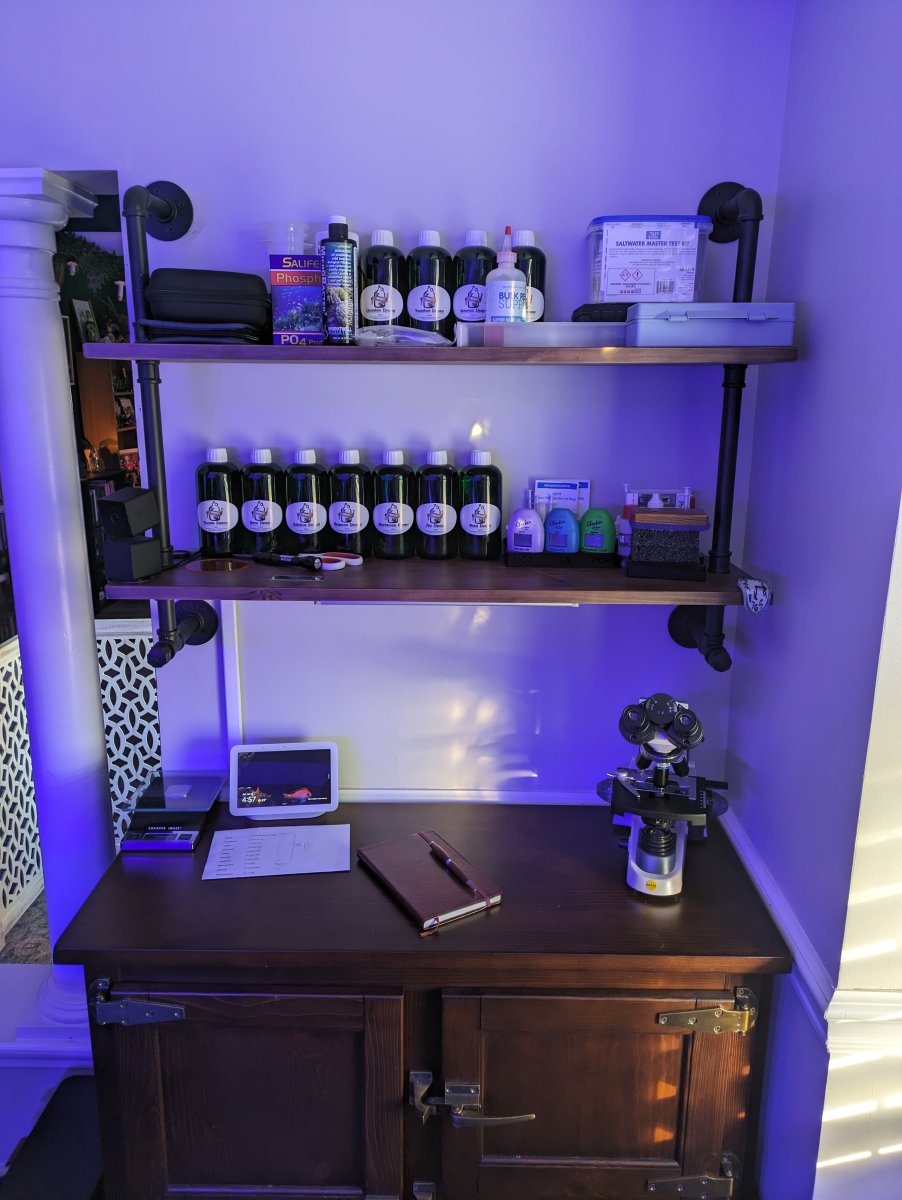 Coral Coven reef lab chemical and dosing station